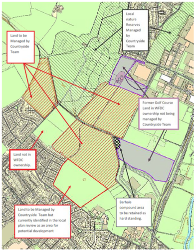 map showing different parcels of land labelled with management details