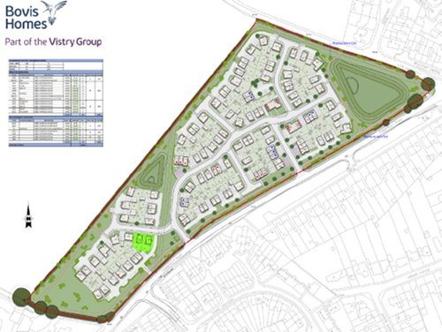 site plan of housing development and surrounding green area
