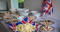crisp buffet with union jack flags on table