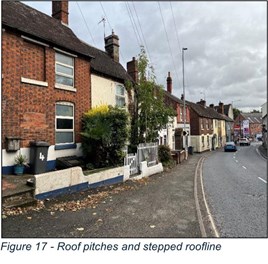 terraced houses showing roof pitches and stepped roof lines
