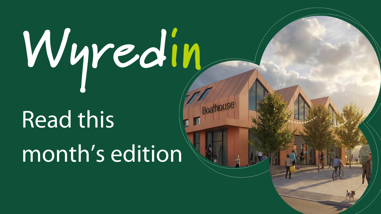 wyredin read this month's edition written on green background